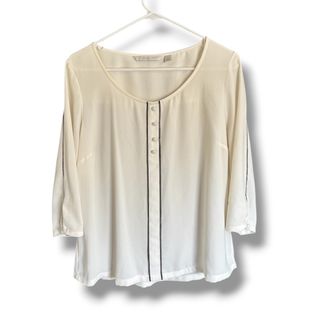 Vintage Cream Lauren Conrad Blouse with Black Trim